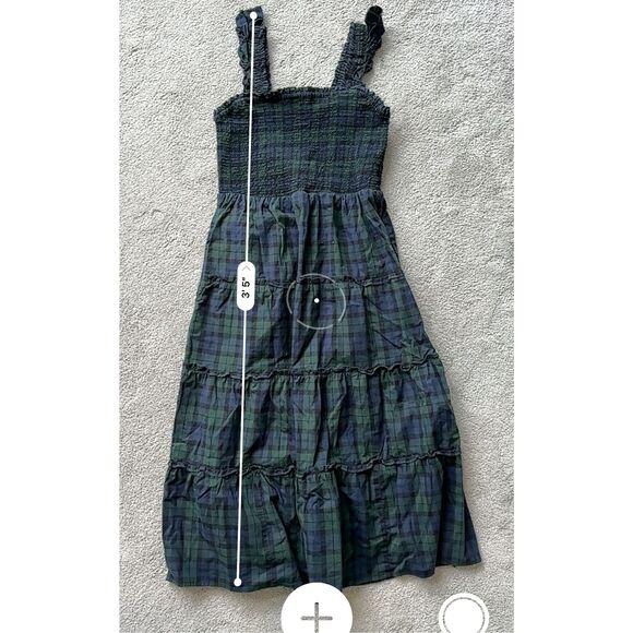 J. Crew Factory Tartan Plaid Midi Dress - Navy and Forest - Picture 5 of 6